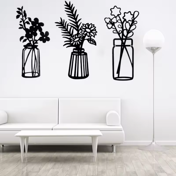 Crafted Creations™ - 3 Pieces Metal Black Classic Vase Flowers Wall Decor Wall Art Iron Modern Hanging (Copy)