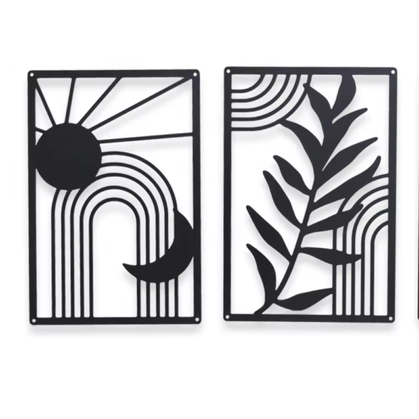 Crafted Creations™ - 3 Pcs Black Metal Wall Decor Boho Abstract - Image 3