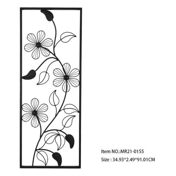 Metal Flower Wall Art Sculpture Wall Hangings with Flower for Home Decor - Image 2