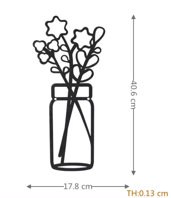 Crafted Creations™ - 3 Pieces Metal Black Classic Vase Flowers Wall Decor Wall Art Iron Modern Hanging (Copy) - Image 7