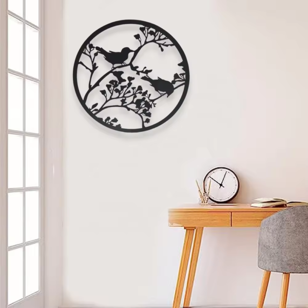 Crafted Creations™ - Round Metal Birds Wall Sculpture Hanging - Image 2